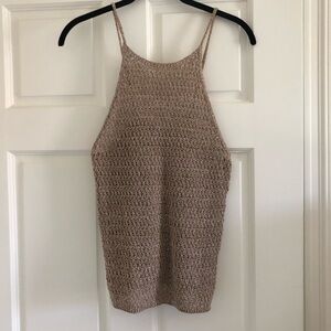 ⭐️NEW⭐️ Massimo Dutti Gold Shimmer Crochet Halter Top XS